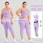 Odm Rib Splice Color Plus Size Sport Set Gym Backless Workout Bra High Waist Legging