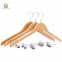 Factory Wholesale Household Items Wooden Pants Low MOQ Custom Logo Sample Free Shirt Clothing Custom Wooden Hangers with Clips for Clothes