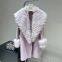 New autumn and winter wool double-sided woolen coat, imported fox fur collar fur silhouette tie coat, medium length