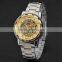 New Fashion Gold Watch Men Classic Skeleton Design Stainess Steel Hand-Wind Watches Transparent Montre Homme Wristwatch