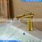 Golden Brass Deck Mounted Single Handle Single Hole Bathroom Waterfall Basin Mixer Tap