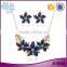 Fashionable design high density gold plated zinc alloy flower necklace earring jewelry set