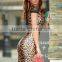 Customized Design Summer Bodycon Women Dress Sexy With Leopard and Lace Insert
