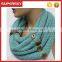 A-50 leather cuff women scarf crochet circle loop scarf wrap knit loop scarf with leather cuff
