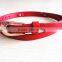 Red Skinny Genuine Leather Belts for Women Dress