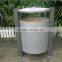 Powder coated steel street dustbin metal outdoor waste bin