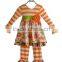 Baby outfit plus size trendy stripe puffy dress western girl outfit child fall Chevron clothes set