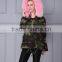 High quality camouflage jacket with baby pink real raccoon fur collar short style unisex jacket wholesale jacket