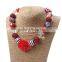 Boutique Red Chunky Girl Baby Necklaces With Flower Pendant And Beautiful Hairband