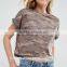 digital printing fabric all over camo printed t-shirt wholesale rolled sleeve women crop top military style shirt                        
                                                                                Supplier's Choice