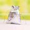 IN STOCK metallic silver fabric pouch with a drawstring cord