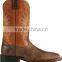 Chocolate stitched pattern makes burnt orange leather shaft Western cowboy Boots wholesale
