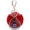 8cm Rex Rabbit Fur Ball Keychain 8Colors Car Ornaments Bag Pendant Keyring Valentine's Big Turkey Eyes Fur Pom Pom Keychain