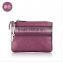Boshiho multi color leather double zip custom coin pouch