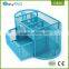 Powder coated blue fancy 9 grid metal mesh office desk supplies organizer