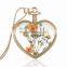 wholesale top selling gold chain jewelry Plant specimens real flower in glass bottle pendant heart necklace