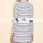 New European Style Clothing High Quality Mini Dress Fashion Women Long Sleeve White Striped Swing Dress