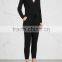 Wholesale Women Apparel Black Long Sleeves Wrap Cashmere Jumpsuit(DQE0148J)