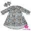 48BQA14 Lovebaby Dress Printed Arrow Long Sleeve Two Pocket With Same Fabric Bow Headband Baby& Kids Girls Casual Frock Designs