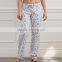 Anly fashion floral pull rope 100% cotton thin comfortable long pants