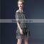 Latest high fashion printed women ruffle raglan dress cap sleeve ruffle dress