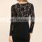 2017 black long sleeve ladies fashion lace dress designs