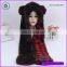 Fur hoods Plain Polyester Scarf With Pocket Gloves