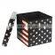 Customized printed PVC leather national flag ottoman foldable storage ottoman stool