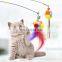 HQP-DMB04 HongQiang Wire Crystal Tube Plush Ball Feather Tassel Cat Teaser Cat Wand Stick Interactive Cat Toy