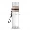 Custom Logo Fashion Wide Mouth Luxury Glass Wood Water Bottles Sports With New Lid
