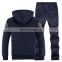 Wholesale d30 men's cardigan hooded plus velvet sports suit youth casual pants two-piece trendy jogging suit