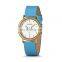 Fashion Ladies Timepieces Wood Watch Female Quartz Wrist Watch with Japanese Movement Blue Leather Strap Dropshipping