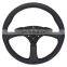 Hot Sale 350mm 330mm PU Leather Frame Black 3 Spoke Jdm Steering Wheel With Button Universal Car Steering Wheel