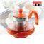 borosilicate glass tea set ,colorful glass teapot,glass kettle with infuser