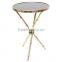 glass gold metal - glass coffee table in round shape with antique finish, gold bamboo style round table manufacture