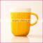 Ceramic knitting wool shape outer mugs with handle for coffee and tea with spoon and lid promotional and gift souvenirs