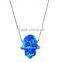Beautiful Synthetic 925 Silver Sterling Blue Hand Opal Pendant Necklace