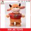lovely brown cow plush toy standing stuffed cow toy soft cow with t-shirt