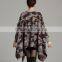 2015 New Winter Europe Cloak Camouflage Long Round Collar Knitting Cape Coat Female Sweater