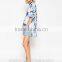 Blue Oversized Print new model woman blouse 2015