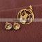 Hot! wholesale 18k gold plated stainless steel cz diamonds round shape bear jewelry set