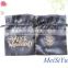 Factry supply Dia 10cm Hot Sale Balck Satin Gift Bag With Custom Printing Small Candy Bag jewelry drawstring bags