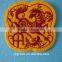 Gold color twill number embroidery patch with trim