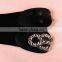 Fashion rhinestone paved S flower pattern alloy buckle elastic sex women lady waist belt