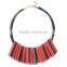 red black wooden square pendant choker necklace geometric wood choker necklace Korea wax cord choker necklace