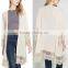 Plain Womens Cardigan 3/4 SLEEVE OPEN lace fabric CARDIGAN WITH LACE HEMLINE