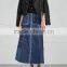 Wholesale Women Apparel Blue Patchwork Frayed Hem Denim Midi Skirt(DQE0370SK)