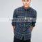 2016 High Quality Custom Long Sleeve Check Print Button Down Collar Chest Pocket Mens 100% Cotton Casual Shirts