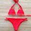 Soft Two Pieces Girl Red Sennit Triangle Brazil Sandbeach Sex Bikini