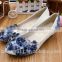 Blue lace spring and summer low with soft leather PU PU women's shoes the hand-made creative stage with shoes WS036